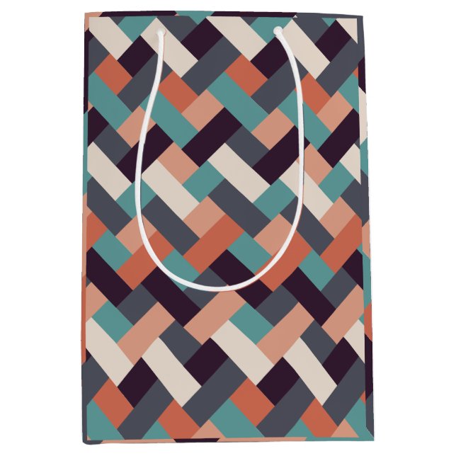 Muster Stilvolle Mode- Geometrisch Moderne Vintag Mittlere Geschenktüte (Vorderseite)