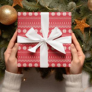 Muster Streifen Red & White Schneeflocken Weihnach Geschenkpapier