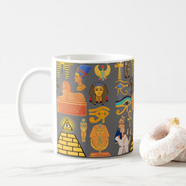 Muster Symbol antiker ägyptischer Hieroglyphus Kaffeetasse (Mit Donut)
