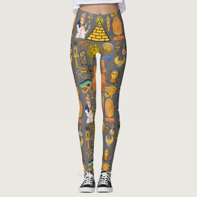 Muster Symbol antiker ägyptischer Hieroglyphus Leggings (Vorderseite)