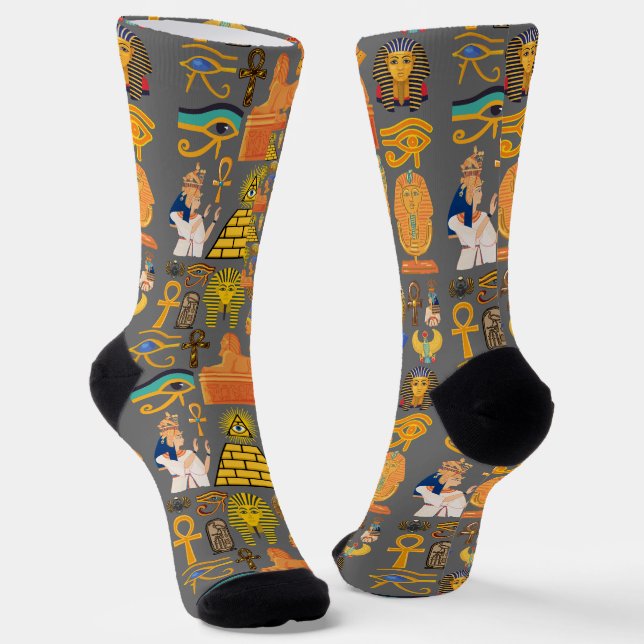 Muster Symbol antiker ägyptischer Hieroglyphus Socken (Gewinkelt)