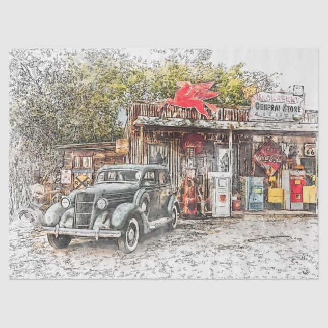 Muster T & Allgemeiner Store Vintage Entpackung Seidenpapier (Vorderseite)