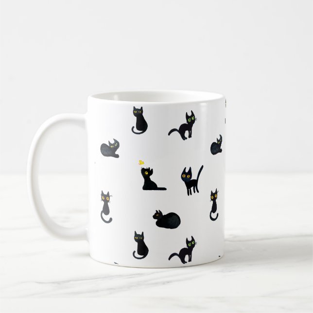 Muster-Tasse der schwarzen Katzen Kaffeetasse (Links)