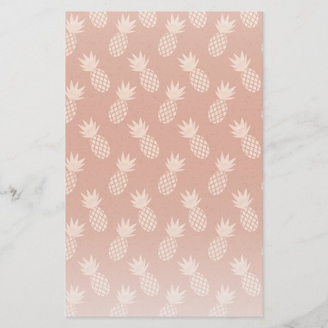 Muster Terracotta & Peach Tropical Pineapse Briefpapier (Vorderseite)