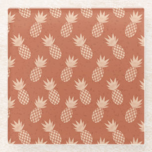Muster Terracotta & Peach Tropical Pineapse Glasuntersetzer