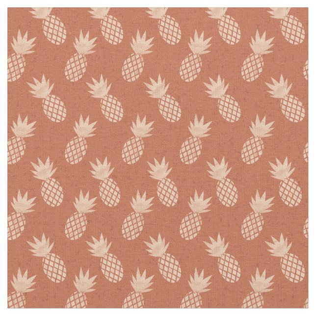 Muster Terracotta & Peach Tropical Pineapse Stoff (Nahaufnahme)