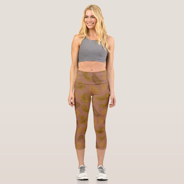 Muster tropischer Blätter 15 Capri Leggings (Vorderseite)