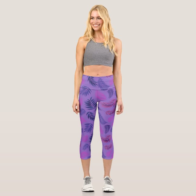 Muster tropischer Blätter 19 Capri Leggings (Vorderseite)