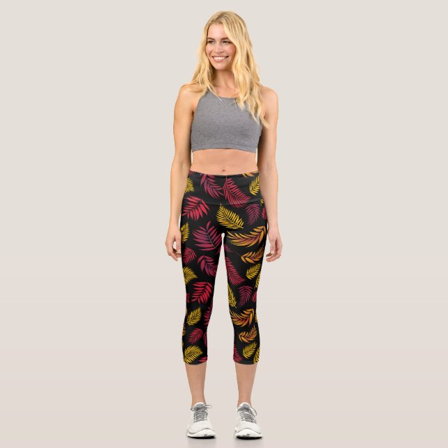 Muster tropischer Blätter 21 Capri Leggings (Vorderseite)