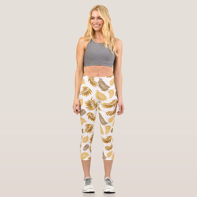 Muster tropischer Blätter 22 Capri Leggings (Vorderseite)