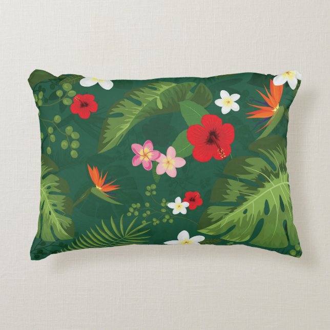 Muster tropischer Blätter Dekokissen (Vorderseite)