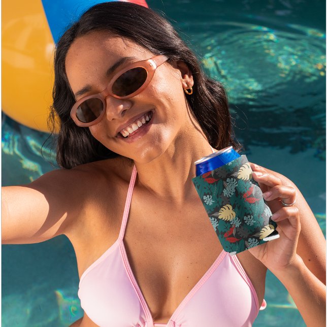 Muster tropischer Blätter Dosenkühler (green leaves can cooler)