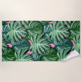 Muster tropischer Blätter - Grüne Folien Strandtuch