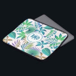 Muster tropischer Blätter Laptopschutzhülle<br><div class="desc">Die tropischen Blätter sind grün und blau und haben ein nahtloses Muster.</div>