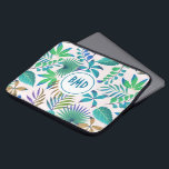 Muster tropischer Blätter Laptopschutzhülle<br><div class="desc">Die tropischen Blätter sind grün und blau und haben ein nahtloses Muster.</div>