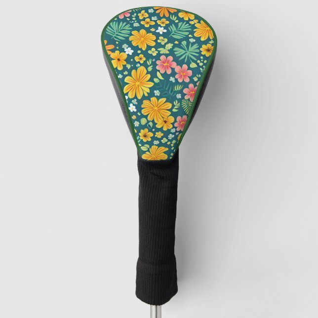 Muster tropischer Blätter und Blume Golf Headcover (Vorderseite)