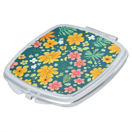 Muster tropischer Blätter und Blume Taschenspiegel