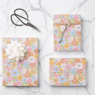 Muster tropischer floraler Daisy-Blume Geschenkpapier Set