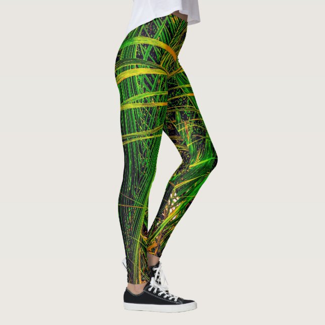 Muster tropischer Grüntöne Leggings (Rechts)