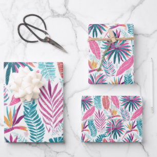 Muster tropischer Pflanze und Blume Geschenkpapier Set