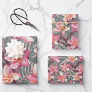 Muster tropischer Pflanze und Blume Geschenkpapier Set