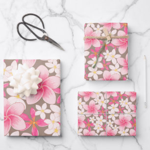 Muster tropischer Pflanze und Blume Geschenkpapier Set