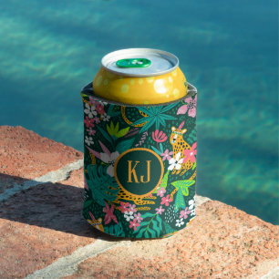 Muster tropischer Tiere und Blätter Dosenkühler