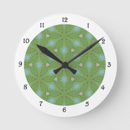 Muster-Uhr für grüne und blaue Blätter Runde Wanduhr