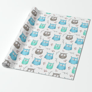 Muster-Umschlagpapier für Owls und Branchen Geschenkpapier