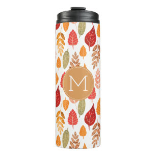Muster und Monogramm der gestrichenen Herbstleaves Thermosbecher