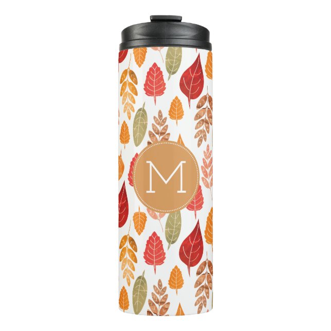 Muster und Monogramm der gestrichenen Herbstleaves Thermosbecher (Vorderseite)