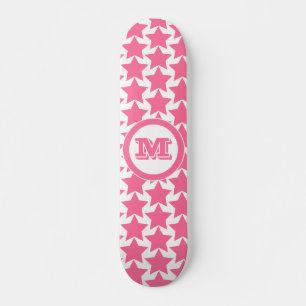 Muster und Monogramm für Hot-Pink-Stars Mädchen Skateboard