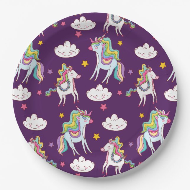 Muster Unicorn Funny Magic Horse Pappteller (Vorderseite)
