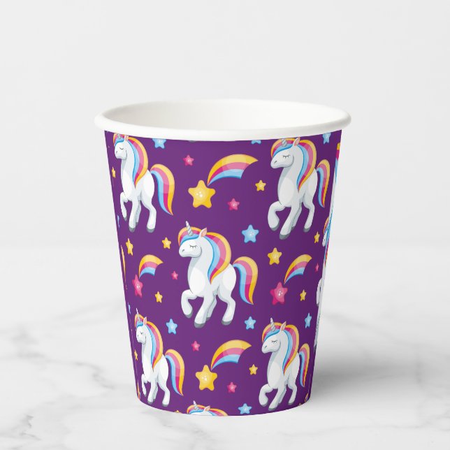Muster Unicorn Magic Horse Niedlich Pappbecher (Vorderseite)