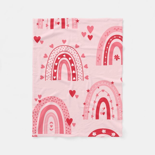 Muster Valentine 2024 Hintergrund mit Herz-Liebe Fleecedecke (Vorderseite)