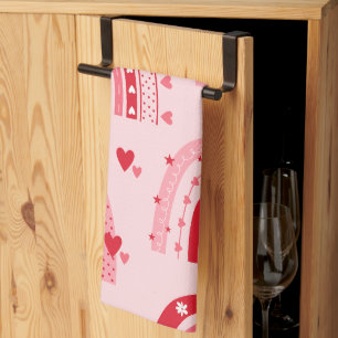 Muster Valentine 2024 Hintergrund mit Herz-Liebe Geschirrtuch