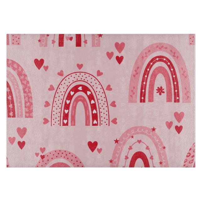 Muster Valentine 2024 Hintergrund mit Herz-Liebe Schneidebrett (Vorderseite)