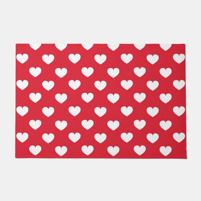 Muster Valentine Hintergrund mit Herz-Liebe Fußmatte (Vorderseite)