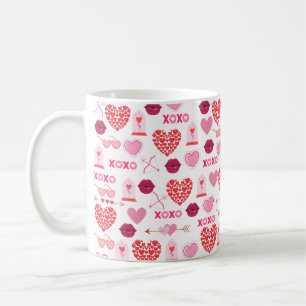 Muster Valentinstag 2023 Hintergrund mit Herz Kaffeetasse