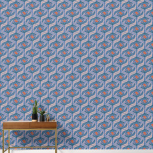 Muster Vintager floraler Pflanze auf Custom Blue Tapete