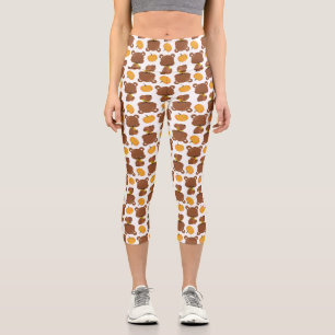 Muster von Bären, Niedlichen Bären, Fall, Kürbiski Capri Leggings