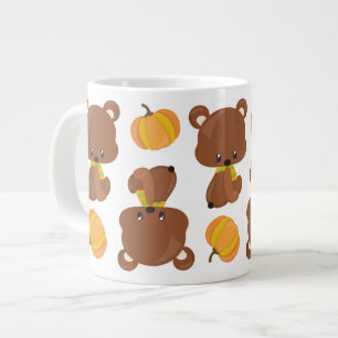 Muster von Bären, Niedlichen Bären, Fall, Kürbiski Jumbo-Tasse