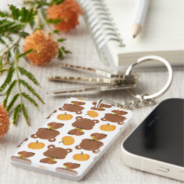 Muster von Bären, Niedlichen Bären, Fall, Kürbiski Schlüsselanhänger