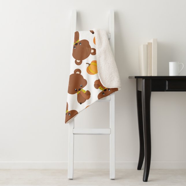 Muster von Bären, Niedlichen Bären, Fall, Kürbiski Sherpadecke (Beispiel)