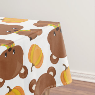 Muster von Bären, Niedlichen Bären, Fall, Kürbiski Tischdecke