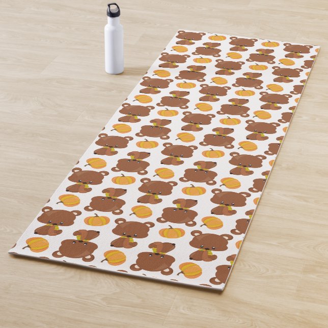 Muster von Bären, Niedlichen Bären, Fall, Kürbiski Yogamatte (Beispiel)