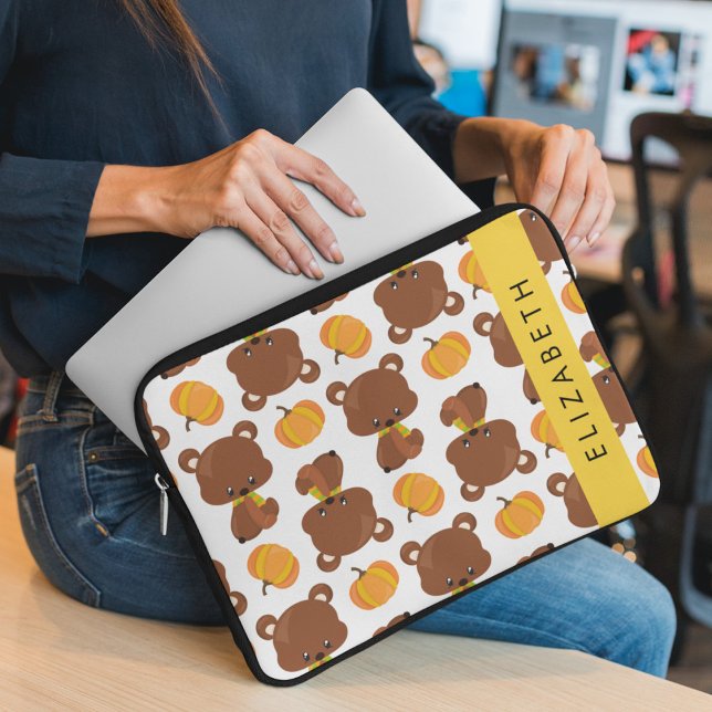 Muster von Bären, Niedlichen Bären, Kürbis, Ihr Na Laptopschutzhülle (Von Creator hochgeladen)