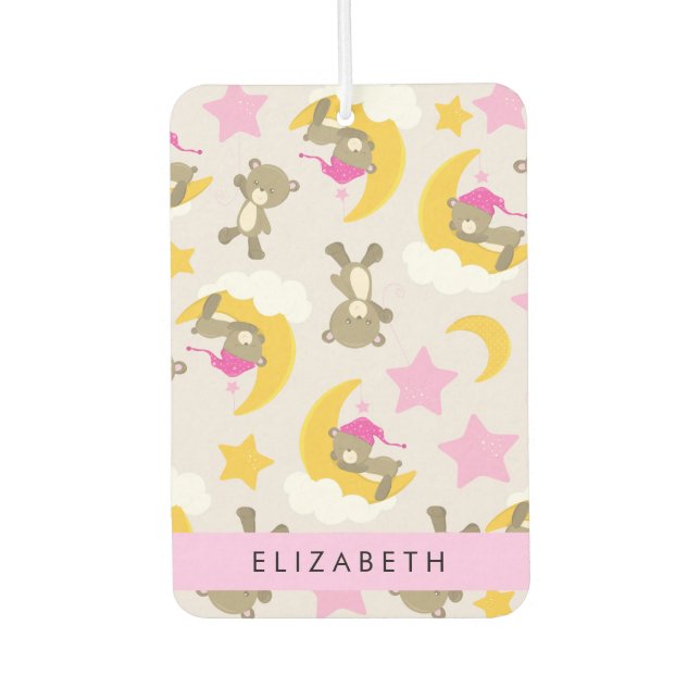 Muster von Bären, Teddybären, Sternen, Ihr Name Autolufterfrischer (Vorderseite)