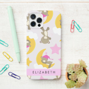 Muster von Bären, Teddybären, Sternen, Ihr Name iPhone 12 Pro Hülle