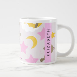 Muster von Bären, Teddybären, Sternen, Ihr Name Jumbo-Tasse